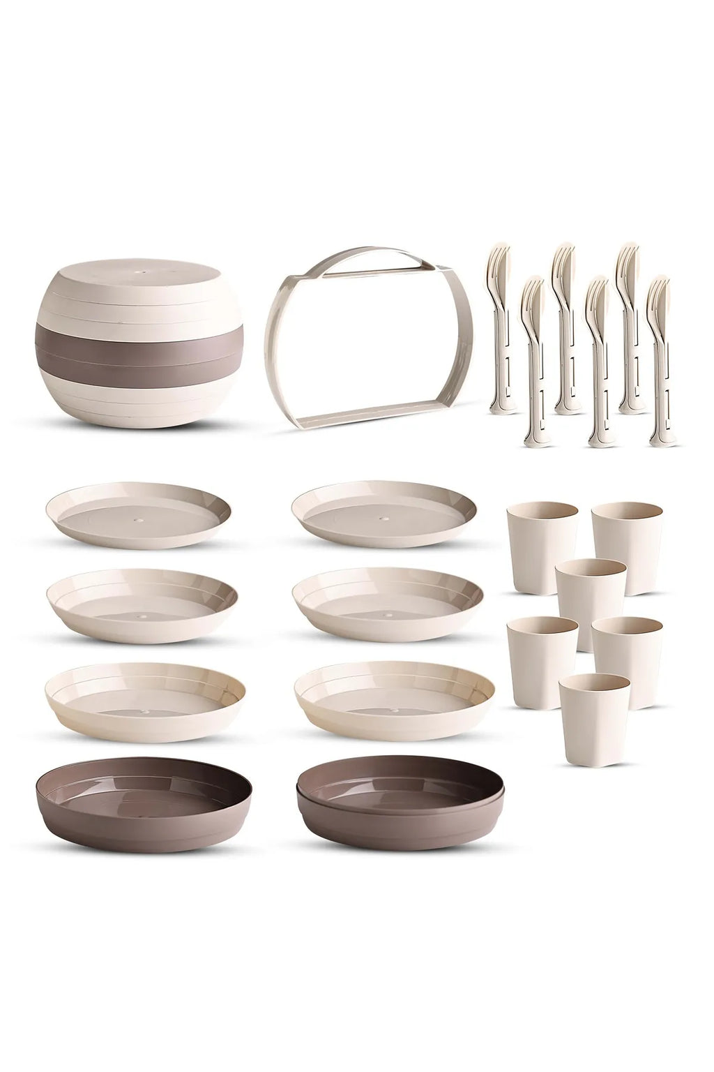 Taşınabilir 24 Parça Piknik ve Kamp Yemek Takımı – 6 Kişilik Piknik Set