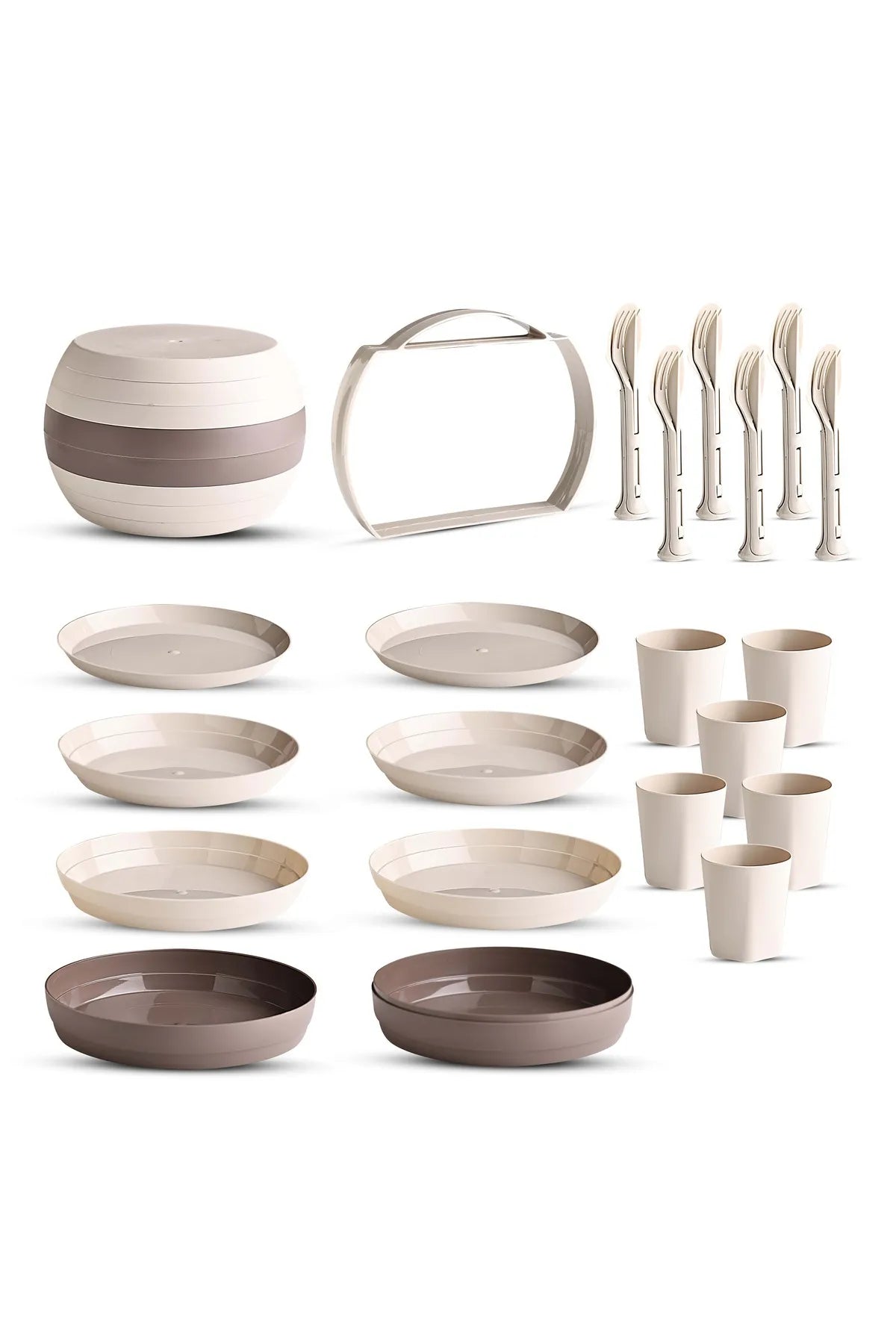 Taşınabilir 24 Parça Piknik ve Kamp Yemek Takımı – 6 Kişilik Piknik Set