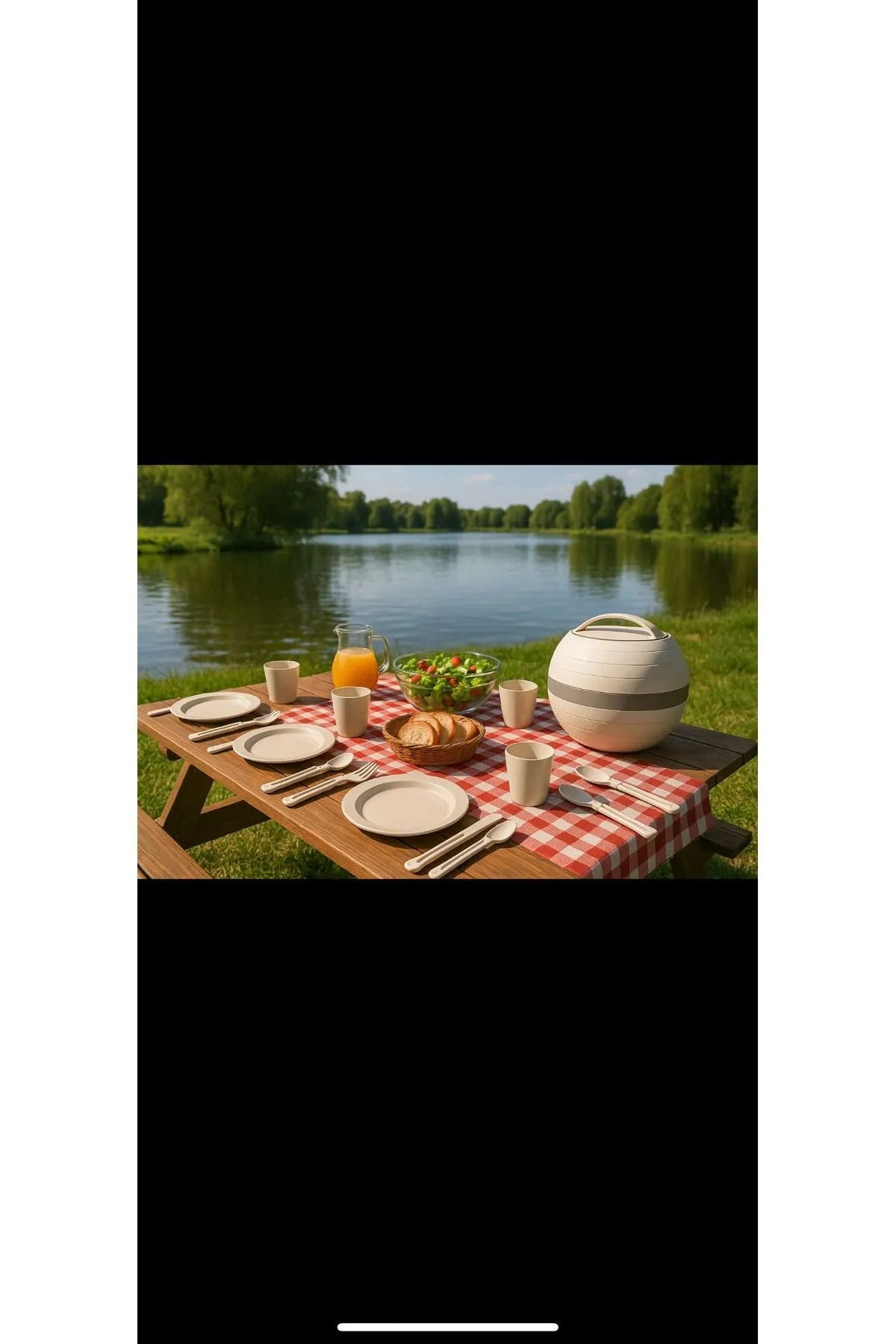 Taşınabilir 24 Parça Piknik ve Kamp Yemek Takımı – 6 Kişilik Piknik Set
